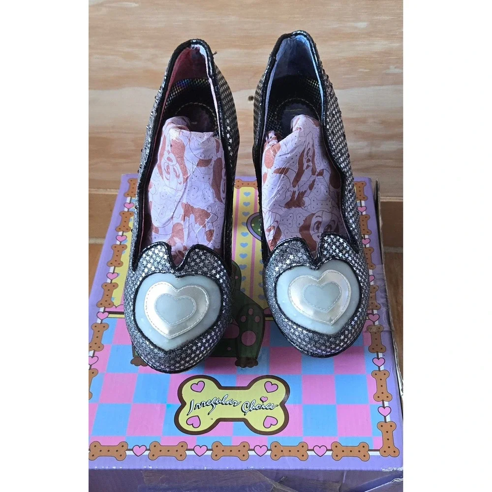Irregular Choice Disney Lady and the Tramp Paws for Thought Heels Silver Pink 38